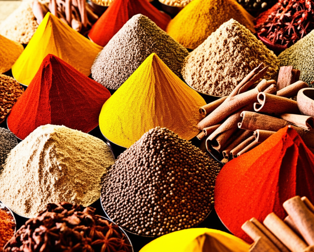 Traditional North African market with spices